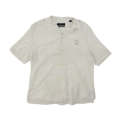 Gray Print Short Sleeve Button Down