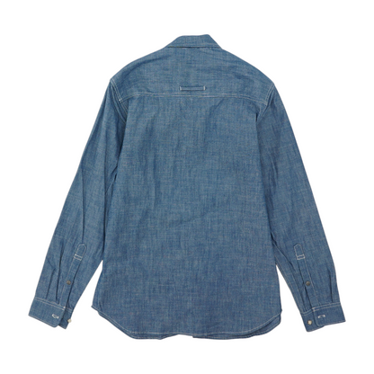 Blue Solid Long Sleeve Button Down