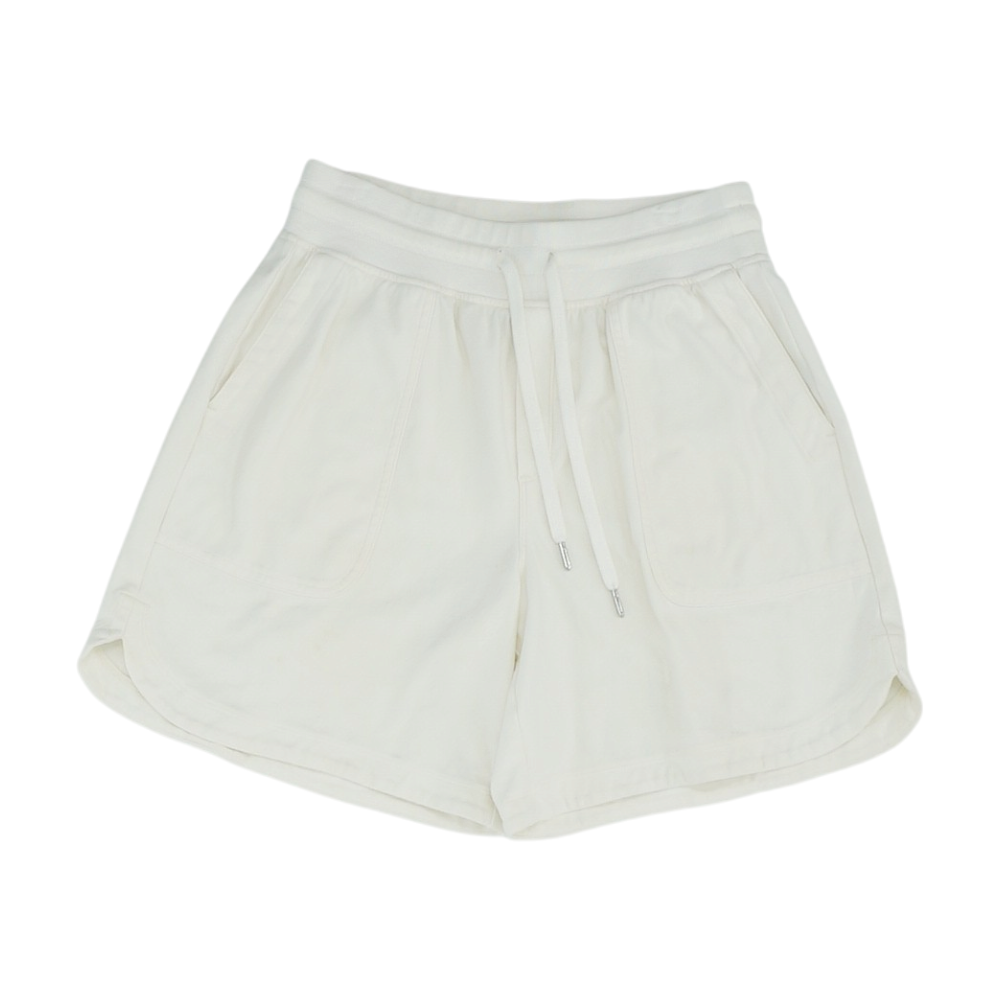 White Solid Casual Shorts