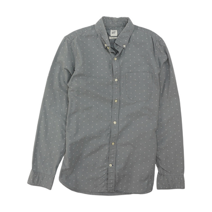 Gray Tall Polka Dot Long Sleeve Button Down