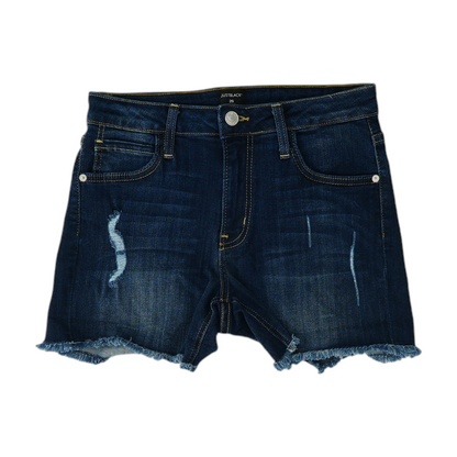 Blue Solid Denim Shorts