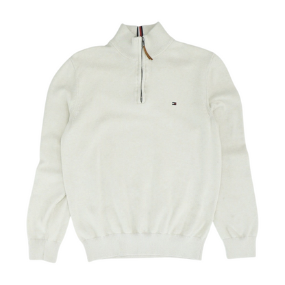 Beige Solid 1/4 Zip Sweater