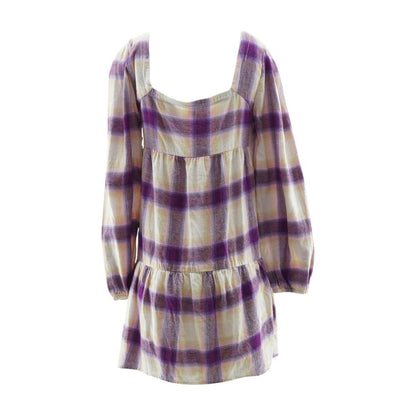 Purple Plaid Midi Dress