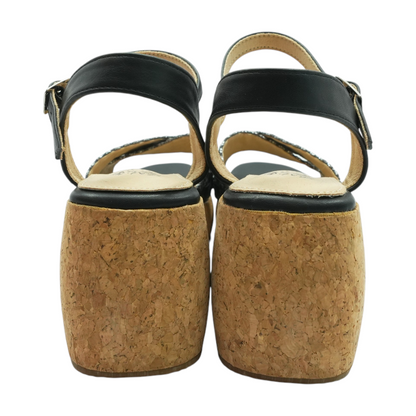 Black Wedged Sandals