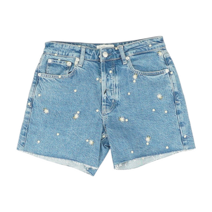 Blue Floral Denim Shorts