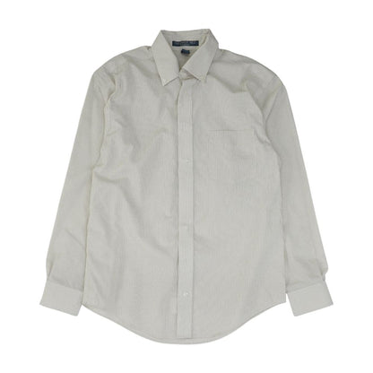 Beige Striped Long Sleeve Button Down