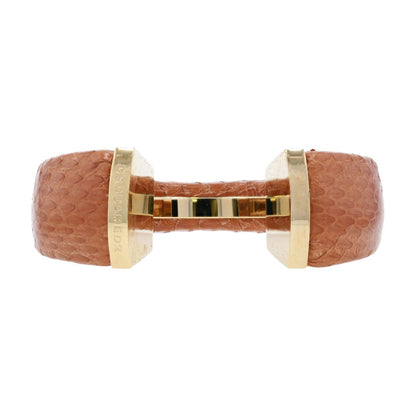 Leather And Gold Tone Logo Armlet Bracelet