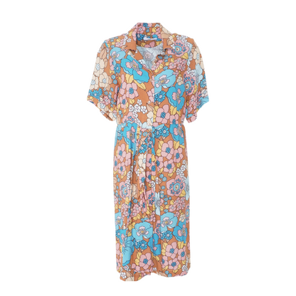 Rust Floral Midi Dress