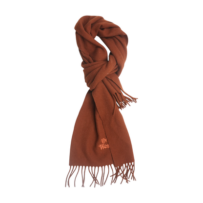 Burnt Orange Embroidered Wool Scarf