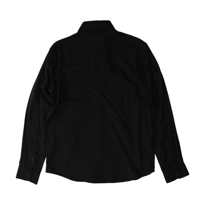 Black Geometric Long Sleeve Button Down