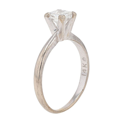 3/8 Ct 14K White Gold Square Diamond Solitaire Engagement Ring