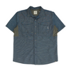 Blue Solid Short Sleeve Button Down