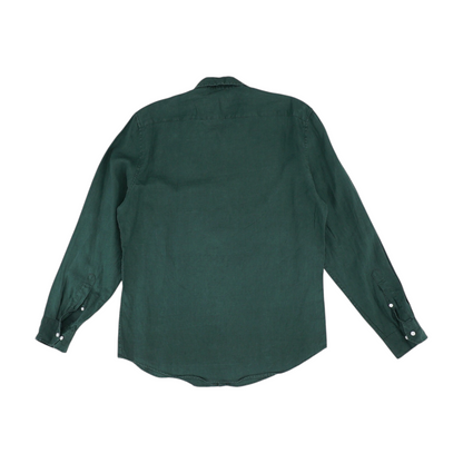 Green Solid Long Sleeve Button Down