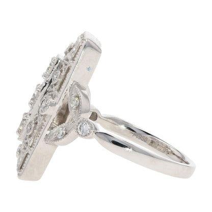 .50 Ct Platinum Diamond Deco Style With Filigree Cocktail Ring