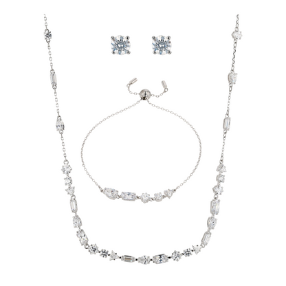 Costume Cubic Zirconia Tennis Necklace Set