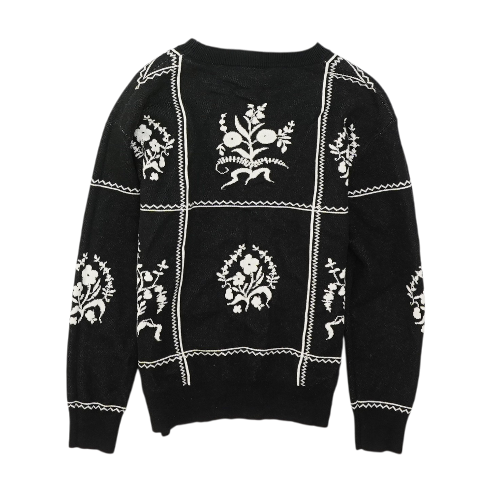 Black Floral Pullover Sweater