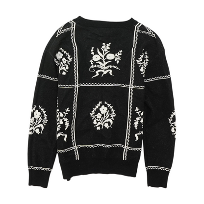 Black Floral Pullover Sweater