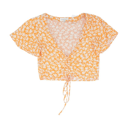 Orange Graphic Short Sleeve Blouse