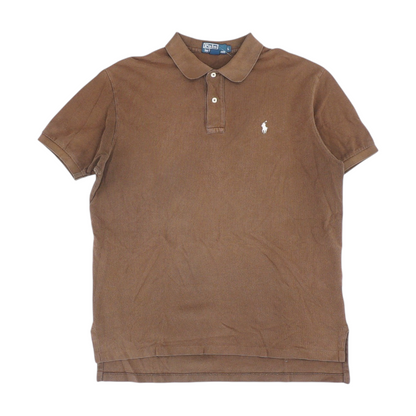 Brown Solid Short Sleeve Polo