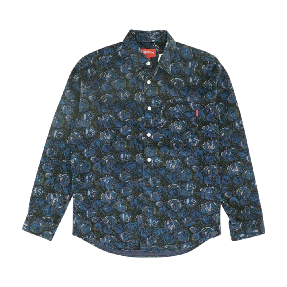 Navy Floral Flannel Button Down