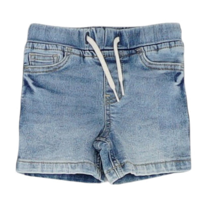 Blue Solid Denim Shorts