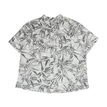 White Tropical Short Sleeve Button Down