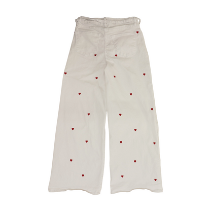 White Hearts Bell Bottom Jeans