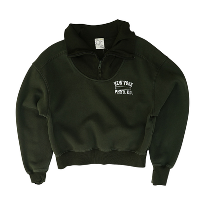 Green Solid 1/4 Zip Pullover