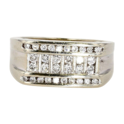 .40 ct 10K White Gold Gents Flat Top Diamond Accented Band