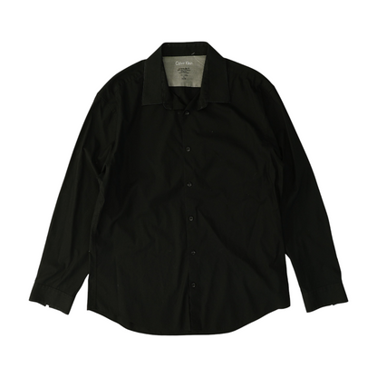 Black Solid Long Sleeve Button Down