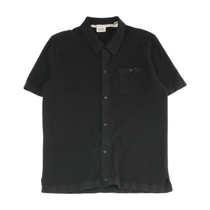 Brown Solid Short Sleeve Button Down