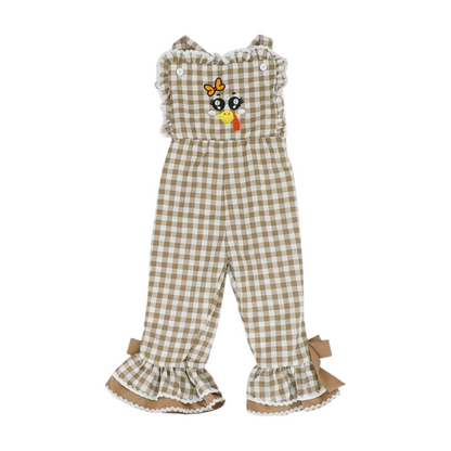 Brown Check Sleeveless One-Piece