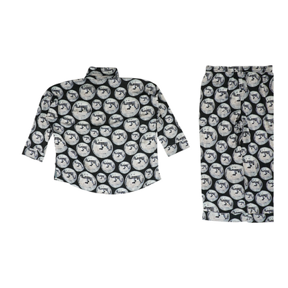 Black Print Pajama Set