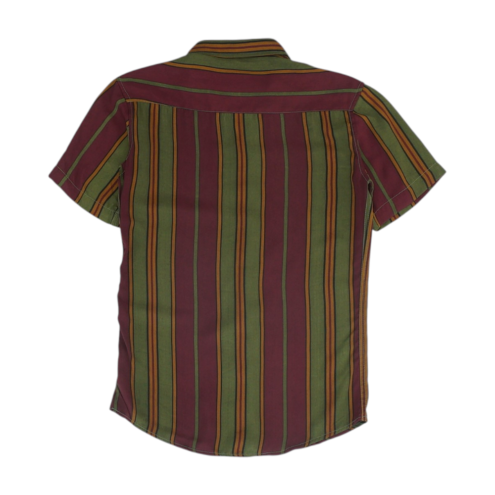 Green Striped Short Sleeve Button Down