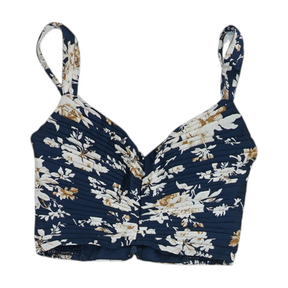 Navy Floral Cropped Blouse