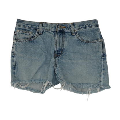 Blue Solid Denim Shorts