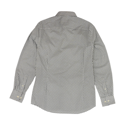White Print Long Sleeve Button Down