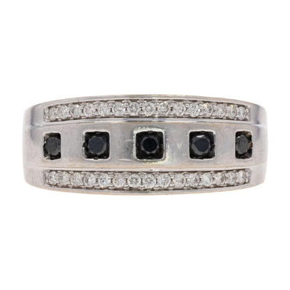 1/3 Ct 10K White Gold Black Stone And Diamond Band