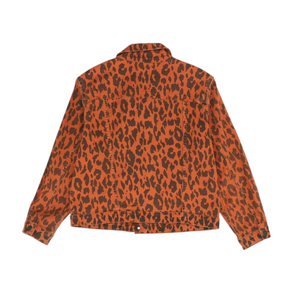 Orange Animal Print Denim Jacket