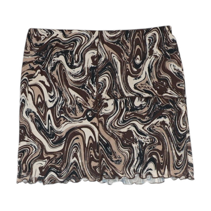 Brown Abstract Mini Skirt
