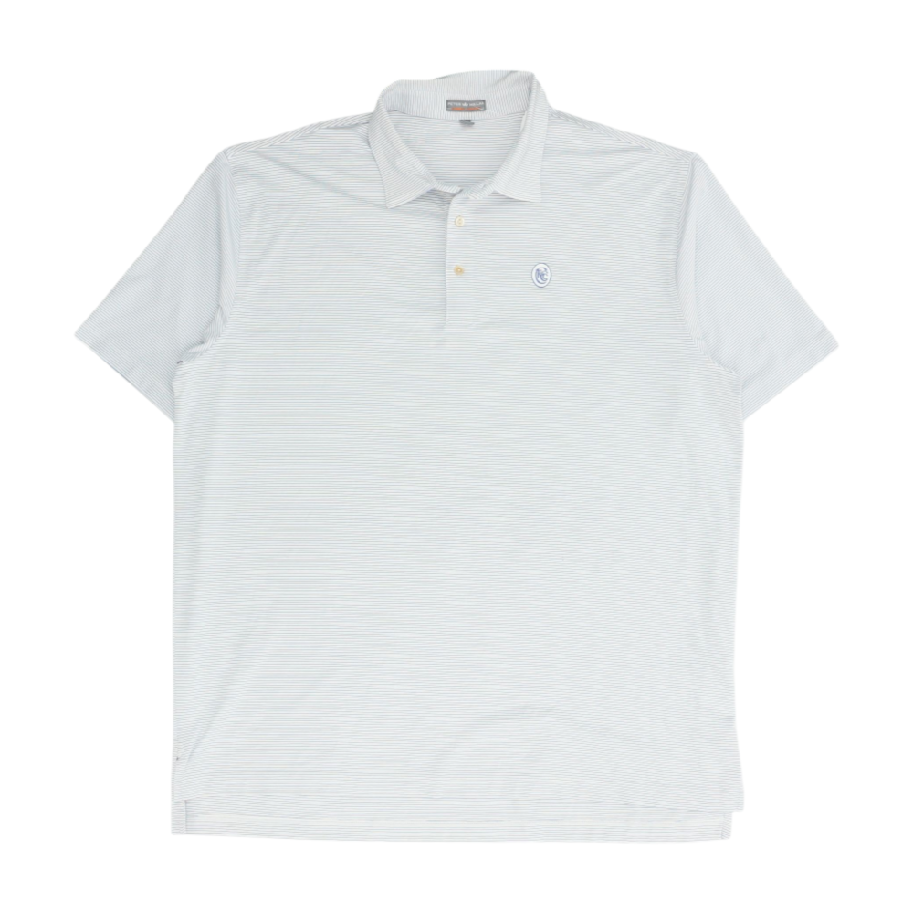 Peter Millar White Striped Short Sleeve Polo – Image 1