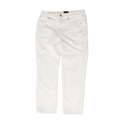 White Solid Capri Straight Leg Jeans