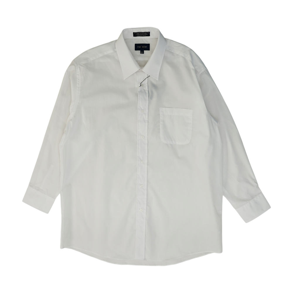 White Solid Long Sleeve Button Down