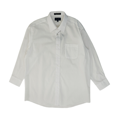 White Solid Long Sleeve Button Down