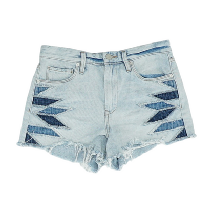 Blue Color Block Denim Shorts