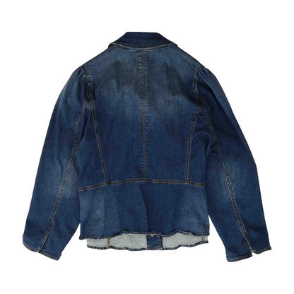 Blue Plus Size Solid Denim Jacket