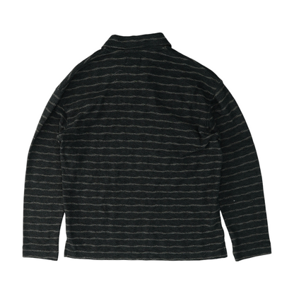 Charcoal Striped Long Sleeve Polo