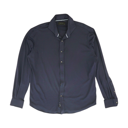 Navy Solid Long Sleeve Button Down