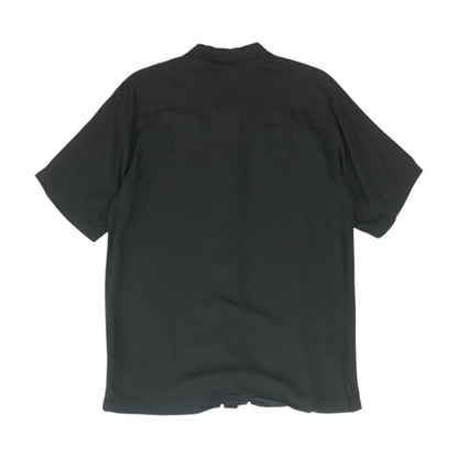 Black Solid Short Sleeve Button Down