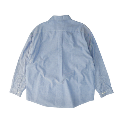 Blue Solid Long Sleeve Button Down